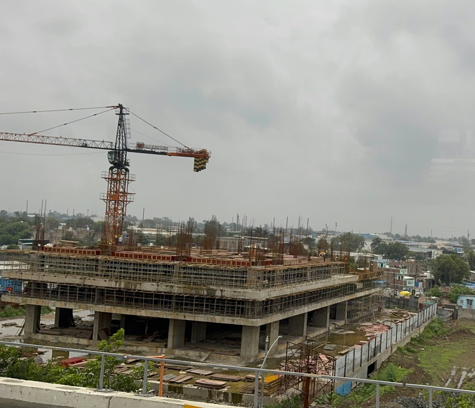 Site progress — tower crane and site view